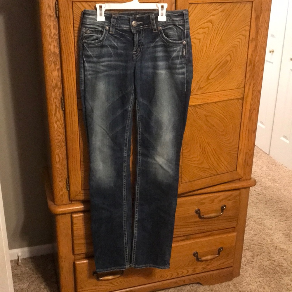 Silver mid straight jeans